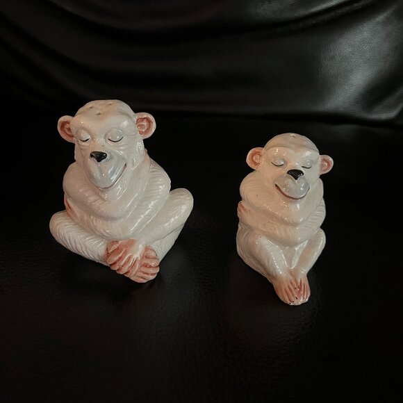 Rare Vintage Vietre Self Hugging Monkeys Salt & Pepper Shakers - Picture 1 of 5
